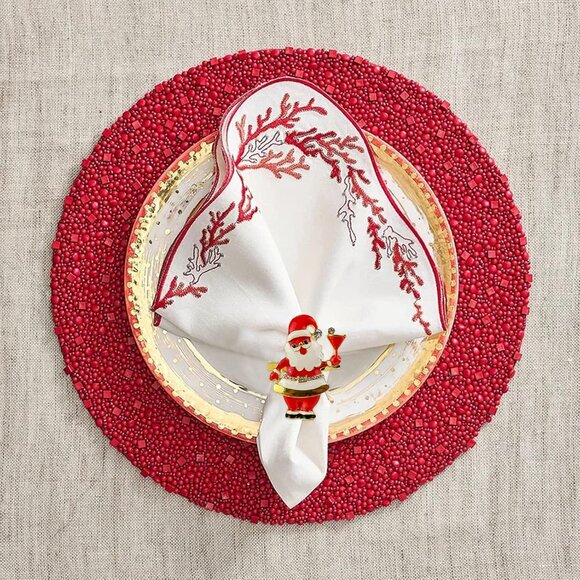 Xmas Napkin Rings Set of 6, Father Chirstmas Napkin Ring for Wedding, Thanksgivi - Picture 5 of 6